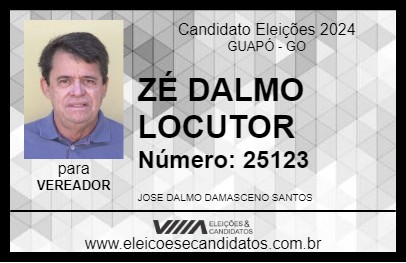 Candidato ZÉ DALMO LOCUTOR 2024 - GUAPÓ - Eleições