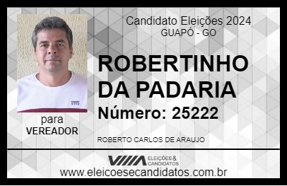 Candidato ROBERTINHO DA PADARIA 2024 - GUAPÓ - Eleições