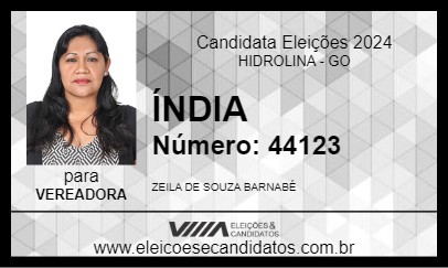 Candidato ÍNDIA 2024 - HIDROLINA - Eleições