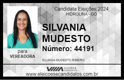 Candidato SILVANIA MUDESTO 2024 - HIDROLINA - Eleições