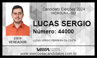 Candidato LUCAS SERGIO 2024 - HIDROLINA - Eleições