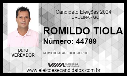 Candidato ROMILDO TIOLA 2024 - HIDROLINA - Eleições