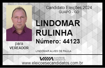 Candidato LINDOMAR RULINHA 2024 - GUAPÓ - Eleições