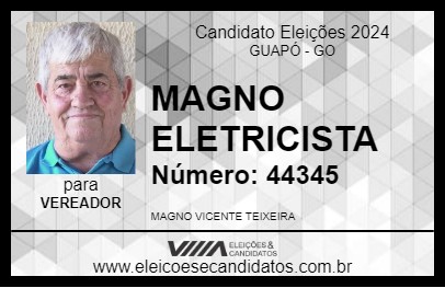 Candidato MAGNO ELETRICISTA 2024 - GUAPÓ - Eleições