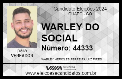 Candidato WARLEY DO SOCIAL 2024 - GUAPÓ - Eleições