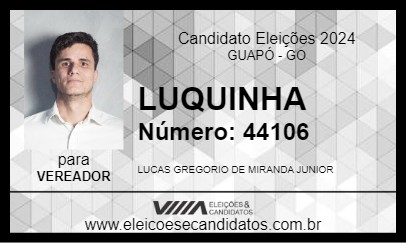 Candidato LUKINHA 2024 - GUAPÓ - Eleições