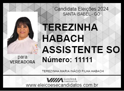 Candidato TEREZINHA HABACH ASSISTENTE SO 2024 - SANTA ISABEL - Eleições