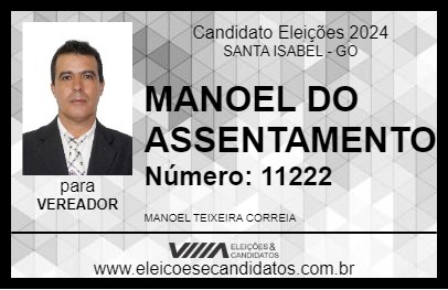 Candidato MANOEL DO ASSENTAMENTO 2024 - SANTA ISABEL - Eleições