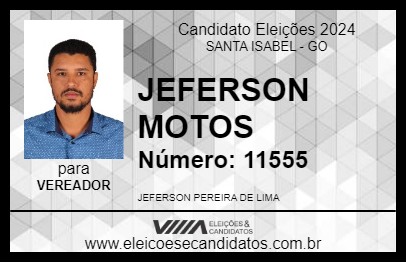 Candidato JEFERSON MOTOS 2024 - SANTA ISABEL - Eleições