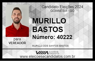 Candidato MURILLO BASTOS 2024 - GOIANÉSIA - Eleições