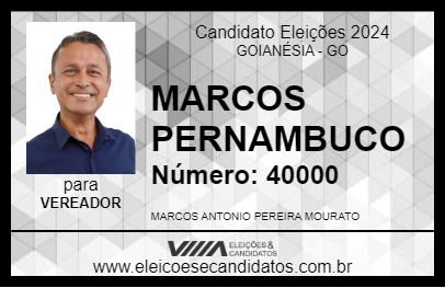 Candidato MARCOS PERNAMBUCO 2024 - GOIANÉSIA - Eleições