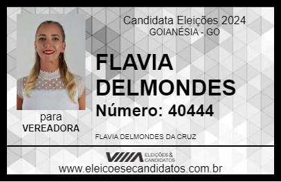 Candidato FLAVIA DELMONDES 2024 - GOIANÉSIA - Eleições