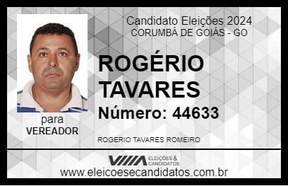 Candidato ROGÉRIO TAVARES 2024 - CORUMBÁ DE GOIÁS - Eleições