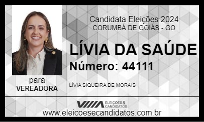 Candidato LÍVIA DA SAÚDE 2024 - CORUMBÁ DE GOIÁS - Eleições