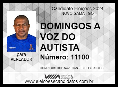 Candidato DOMINGOS A VOZ DO AUTISTA 2024 - NOVO GAMA - Eleições