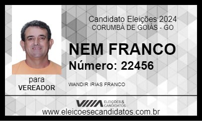 Candidato NEM FRANCO 2024 - CORUMBÁ DE GOIÁS - Eleições