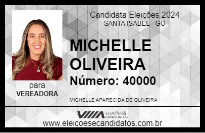 Candidato MICHELLE OLIVEIRA 2024 - SANTA ISABEL - Eleições