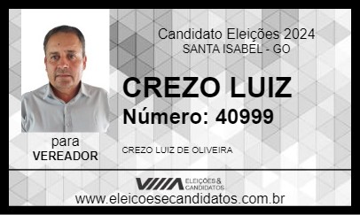 Candidato CREZO LUIZ 2024 - SANTA ISABEL - Eleições