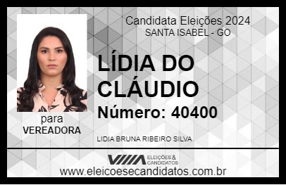 Candidato LÍDIA DO CLÁUDIO 2024 - SANTA ISABEL - Eleições