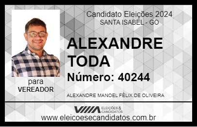 Candidato ALEXANDRE TODA 2024 - SANTA ISABEL - Eleições