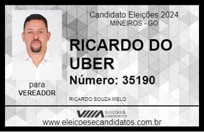 Candidato RICARDO DO UBER 2024 - MINEIROS - Eleições