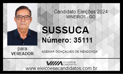 Candidato ADEMAR (SUSSUCA) 2024 - MINEIROS - Eleições