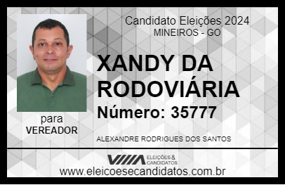 Candidato XANDY DA UTIL 2024 - MINEIROS - Eleições