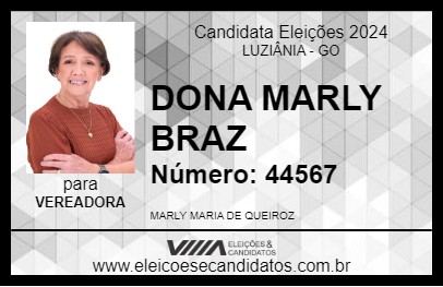 Candidato DONA MARLY BRAZ 2024 - LUZIÂNIA - Eleições