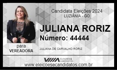 Candidato JULIANA RORIZ 2024 - LUZIÂNIA - Eleições