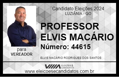 Candidato PROFESSOR ELVIS MACÁRIO 2024 - LUZIÂNIA - Eleições