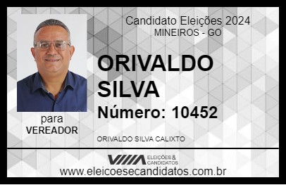 Candidato ORIVALDO SILVA 2024 - MINEIROS - Eleições