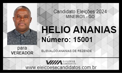 Candidato HELIO ANANIAS 2024 - MINEIROS - Eleições