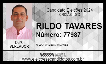 Candidato RILDO TAVARES 2024 - CRIXÁS - Eleições