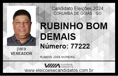 Candidato RUBINHO BOM DEMAIS 2024 - CORUMBÁ DE GOIÁS - Eleições