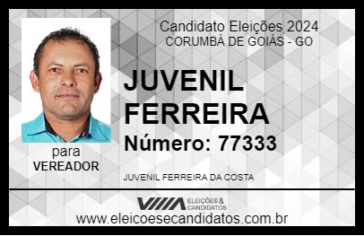 Candidato JUVENIL FERREIRA 2024 - CORUMBÁ DE GOIÁS - Eleições