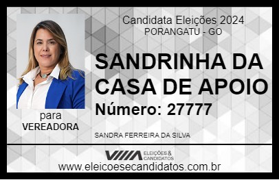 Candidato SANDRA DA CASA DE APOIO 2024 - PORANGATU - Eleições