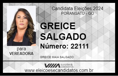 Candidato GREICE SALGADO 2024 - PORANGATU - Eleições