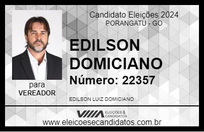 Candidato EDILSON DOMICIANO 2024 - PORANGATU - Eleições