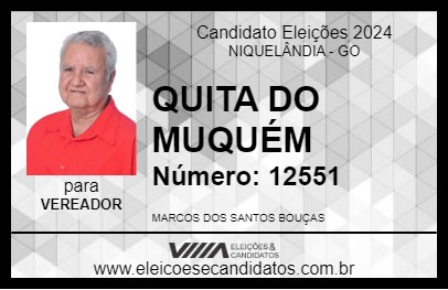 Candidato QUITA DO MUQUÉM 2024 - NIQUELÂNDIA - Eleições