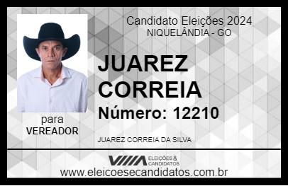 Candidato JUAREZ CORREIA 2024 - NIQUELÂNDIA - Eleições