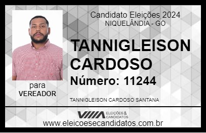 Candidato TANNIGLEISON CARDOSO 2024 - NIQUELÂNDIA - Eleições