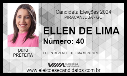 Candidato ELLEN DE LIMA 2024 - PIRACANJUBA - Eleições