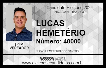 Candidato LUCAS HEMETÉRIO 2024 - PIRACANJUBA - Eleições