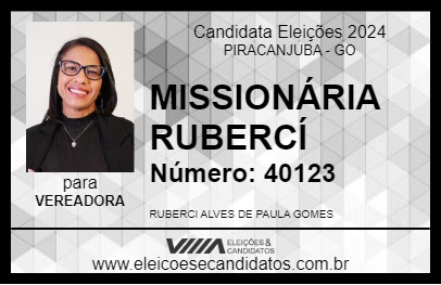 Candidato MISSIONÁRIA RUBERCÍ 2024 - PIRACANJUBA - Eleições