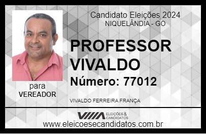 Candidato PROFESSOR VIVALDO 2024 - NIQUELÂNDIA - Eleições