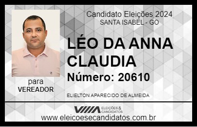 Candidato LÉO DA ANNA CLAUDIA 2024 - SANTA ISABEL - Eleições