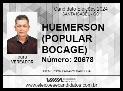 Candidato HUEMERSON (POPULAR BOCAGE) 2024 - SANTA ISABEL - Eleições