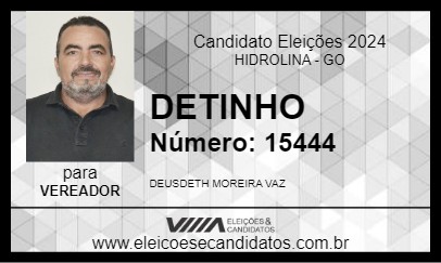 Candidato DETINHO 2024 - HIDROLINA - Eleições