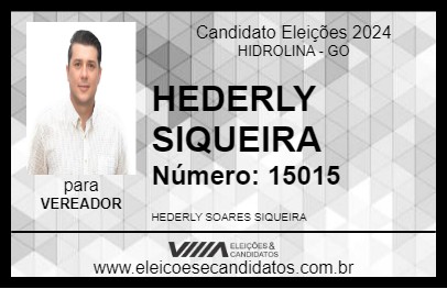 Candidato HEDERLY SIQUEIRA 2024 - HIDROLINA - Eleições