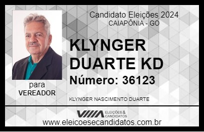 Candidato KLYNGER DUARTE KD 2024 - CAIAPÔNIA - Eleições